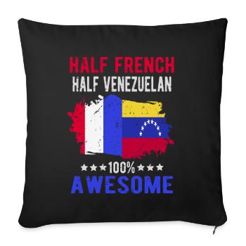 Half French Half Venezuelan - Sofa pillowcase 17,3'' x 17,3'' (45 x 45 cm) - black - Front