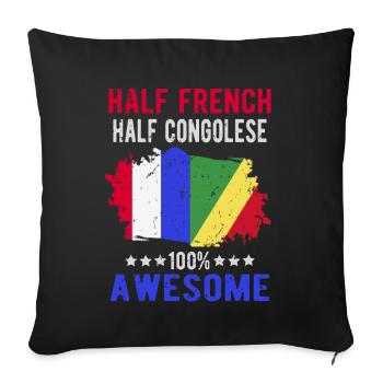 Moitié Français moitié congolais - Housse de coussin décorative 45 x 45 cm - noir - Devant