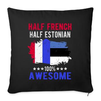 Moitié Français moitié estonien - Housse de coussin décorative 45 x 45 cm - noir - Devant