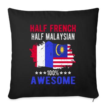 Halb Franzose Halb Malaysier - Sofakissenbezug 45 x 45 cm - Schwarz - Vorne