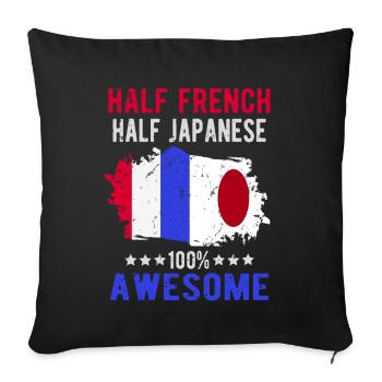 Halb Franzose Halb Japaner - Sofakissenbezug 45 x 45 cm - Schwarz - Vorne