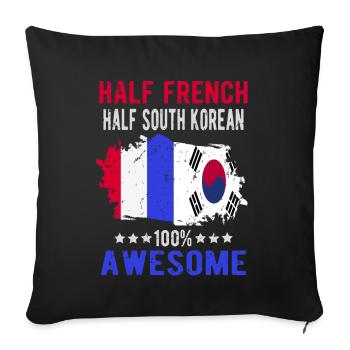 Moitié Français moitié sud-coréen - Housse de coussin décorative 45 x 45 cm - noir - Devant