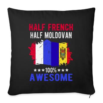 Half French Half Moldovan - Sofa pillowcase 17,3'' x 17,3'' (45 x 45 cm) - black - Front