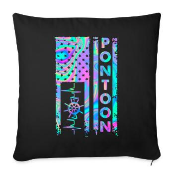 Pontoon American Flag - Sofa pillowcase 17,3'' x 17,3'' (45 x 45 cm) - black - Front