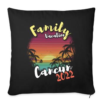 Retro Family Vacation 2022 Tropical Hello Summer - Sofa pillowcase 17,3'' x 17,3'' (45 x 45 cm) - black - Front