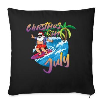 Island Beach Christmas Surfing Santa Summer 2022 - Sofa pillowcase 17,3'' x 17,3'' (45 x 45 cm) - black - Front