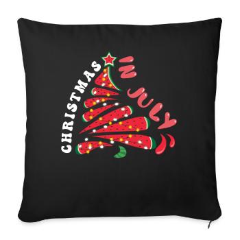 Plage Noël Pastèque Juillet Été 2022 - Housse de coussin décorative 45 x 45 cm - noir - Devant
