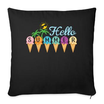 Sun Beach 2022 Tropical Cream Ice Hello Summer - Sofakissenbezug 45 x 45 cm - Schwarz - Vorne