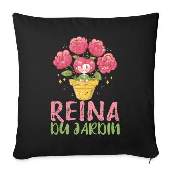 Flower Lady Girl Gardener Gardening Garden - Sofakissenbezug 45 x 45 cm - Schwarz - Vorne