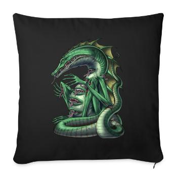 Créature de la mythologie aztèque Cipactli - Housse de coussin décorative 45 x 45 cm - noir - Devant