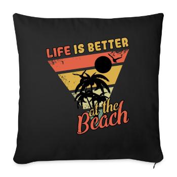 Vintage Life Better Beach 2022 Tropical Summer - Sofakissenbezug 45 x 45 cm - Schwarz - Vorne