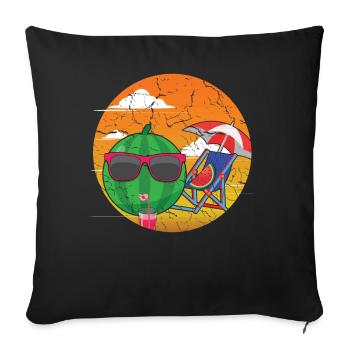 Mignonne plage de pastèque 2022 Tropical Hello Summer - Housse de coussin décorative 45 x 45 cm - noir - Devant