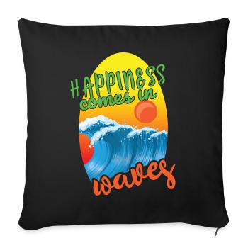 Beach 2022 Tropical Happiness In Wave Hello Summer - Sofa pillowcase 17,3'' x 17,3'' (45 x 45 cm) - black - Front