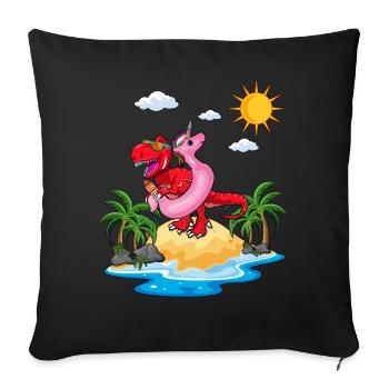 Beach 2022 Tropical Dinosaur In Beach Summer - Sofa pillowcase 17,3'' x 17,3'' (45 x 45 cm) - black - Front