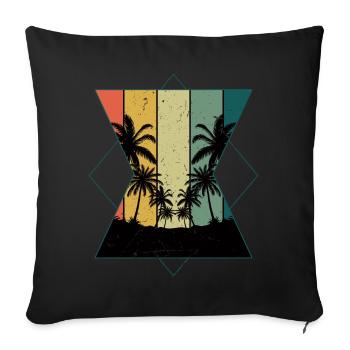 Vintage Palm Tree Beach 2022 Tropical Hello Summer - Sofakissenbezug 45 x 45 cm - Schwarz - Vorne