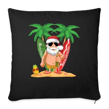 Island Beach Christmas Santa Drinking Summer 2022 - Sofa pillowcase 17,3'' x 17,3'' (45 x 45 cm) - black - Front