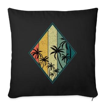 Retro Palm Tree Beach 2022 Tropical Hello Summer - Sofakissenbezug 45 x 45 cm - Schwarz - Vorne