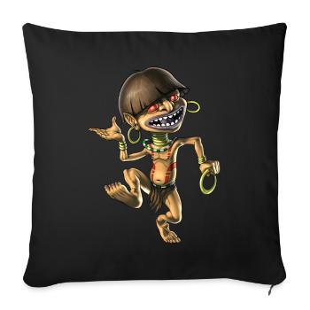 Aztec Mythical Creature Chaneque - Sofa pillowcase 17,3'' x 17,3'' (45 x 45 cm) - black - Front