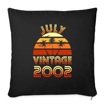 20. Geburtstag Juli Jahrgang 2002 Geschenkidee - Sofakissenbezug 45 x 45 cm - Schwarz - Vorne