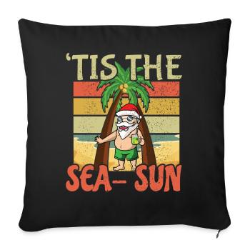 Retro Beach Noël Santa Sun Sea Été 2022 - Housse de coussin décorative 45 x 45 cm - noir - Devant