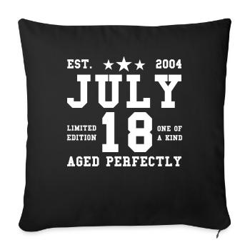18ème anniversaire Juillet millésime 2004 idée cadeau - Housse de coussin décorative 45 x 45 cm - noir - Devant