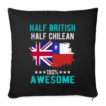 Half British Half Chilean - Sofa pillowcase 17,3'' x 17,3'' (45 x 45 cm) - black - Front