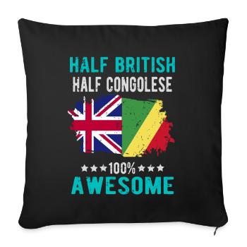 Moitié britannique moitié congolais - Housse de coussin décorative 45 x 45 cm - noir - Devant
