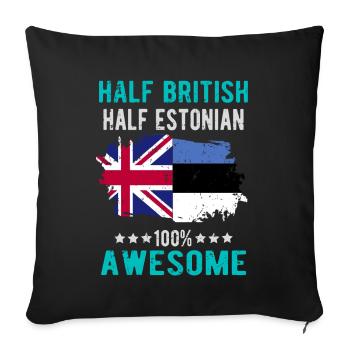 Moitié britannique moitié estonien - Housse de coussin décorative 45 x 45 cm - noir - Devant