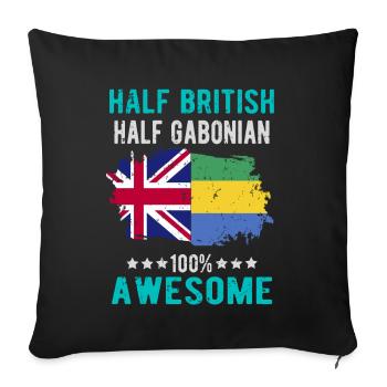 Half British Half Gabonese - Sofa pillowcase 17,3'' x 17,3'' (45 x 45 cm) - black - Front