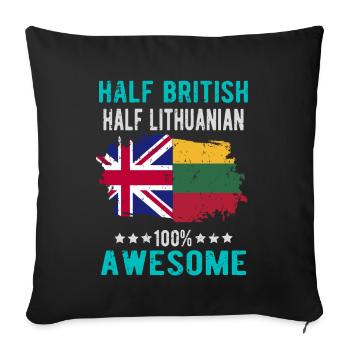 Half British Half Lithuanian - Sofa pillowcase 17,3'' x 17,3'' (45 x 45 cm) - black - Front