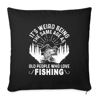 Grandfather Dad Fishing Amateur Humor Old Grandpa - Sofa pillowcase 17,3'' x 17,3'' (45 x 45 cm) - black - Front