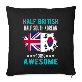 Moitié Britannique moitié Sud-Coréens - Housse de coussin décorative 45 x 45 cm - noir - Devant