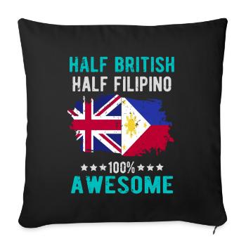 Half British Half Filipino - Sofa pillowcase 17,3'' x 17,3'' (45 x 45 cm) - black - Front
