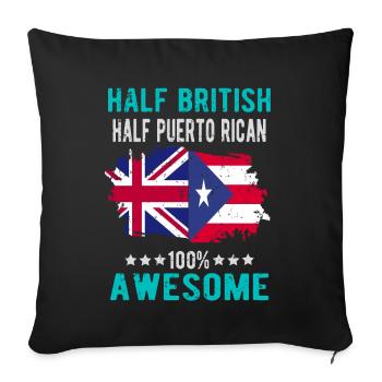 Moitié britannique moitié portoricain - Housse de coussin décorative 45 x 45 cm - noir - Devant
