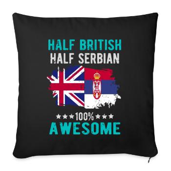 Mi-Britannique, mi-serbe - Housse de coussin décorative 45 x 45 cm - noir - Devant