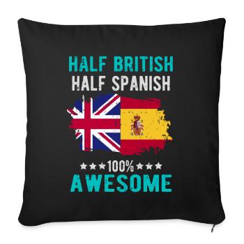 Half British Half Spaniard - Sofa pillowcase 17,3'' x 17,3'' (45 x 45 cm) - black - Front