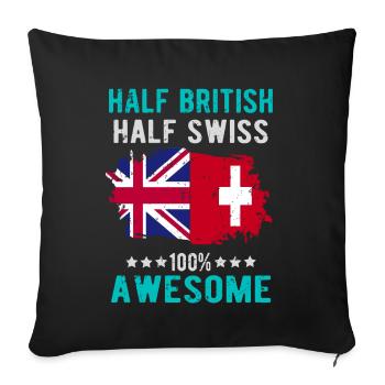 Halb Brite Halb Schweizer - Sofakissenbezug 45 x 45 cm - Schwarz - Vorne
