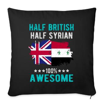 Moitié britannique moitié syrien - Housse de coussin décorative 45 x 45 cm - noir - Devant