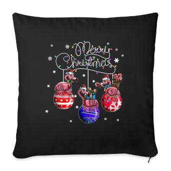 Merry Christmas Flamingo Christmas Ball Motif - Sofa pillowcase 17,3'' x 17,3'' (45 x 45 cm) - black - Front