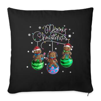 Merry Christmas Gingerbread Christmas Ball Motif - Sofa pillowcase 17,3'' x 17,3'' (45 x 45 cm) - black - Front