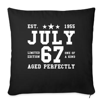 67. Geburtstag Juli Jahrgang 1955 Geschenkidee - Sofakissenbezug 45 x 45 cm - Schwarz - Vorne