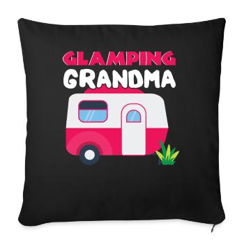Vacances d’aventure Glamp Grand-mère Grand-mère Camping - Housse de coussin décorative 45 x 45 cm - noir - Devant