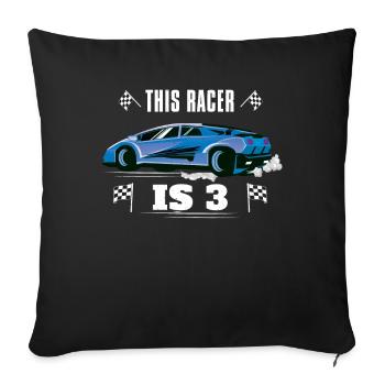 Naissance Né Age 3 ans Fast Driver Racer Car - Housse de coussin décorative 45 x 45 cm - noir - Devant
