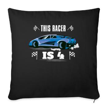 Naissance Né Age 4 ans Fast Driver Racer Car - Housse de coussin décorative 45 x 45 cm - noir - Devant