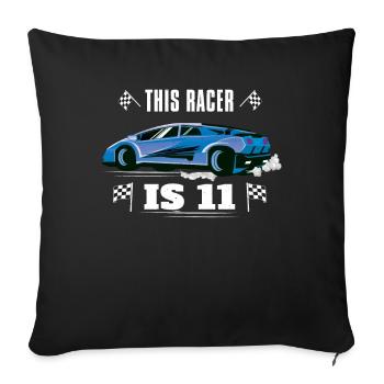 Naissance Né Age 11 ans Fast Driver Racer Car - Housse de coussin décorative 45 x 45 cm - noir - Devant