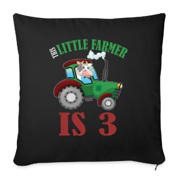 Birth Born Age 3 Years Old Farmer Cow Tractor - Sofakissenbezug 45 x 45 cm - Schwarz - Vorne