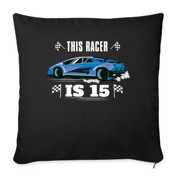 Naissance Né 15 ans Fast Driver Racer Car - Housse de coussin décorative 45 x 45 cm - noir - Devant