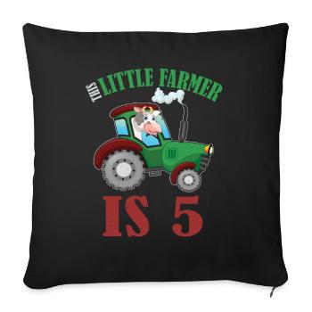 Birth Born Age 5 Years Old Farmer Cow Tractor - Sofakissenbezug 45 x 45 cm - Schwarz - Vorne