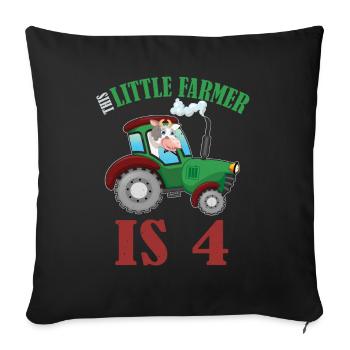 Birth Born Age 4 Years Old Farmer Cow Tractor - Sofakissenbezug 45 x 45 cm - Schwarz - Vorne