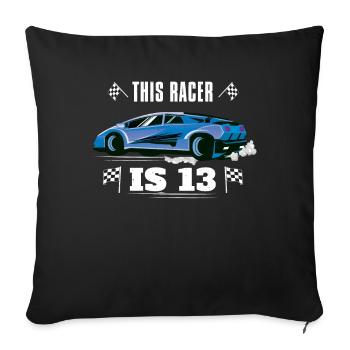 Naissance Né 13 ans Fast Driver Racer Car - Housse de coussin décorative 45 x 45 cm - noir - Devant